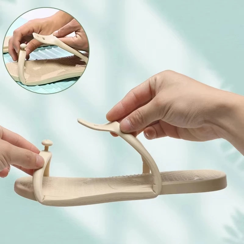 2026Summer Women Folding Slippers Adults Portable Trip Travel Sandals Couples Indoor Soft Slides Men Beach Non-slip EVA Shoes