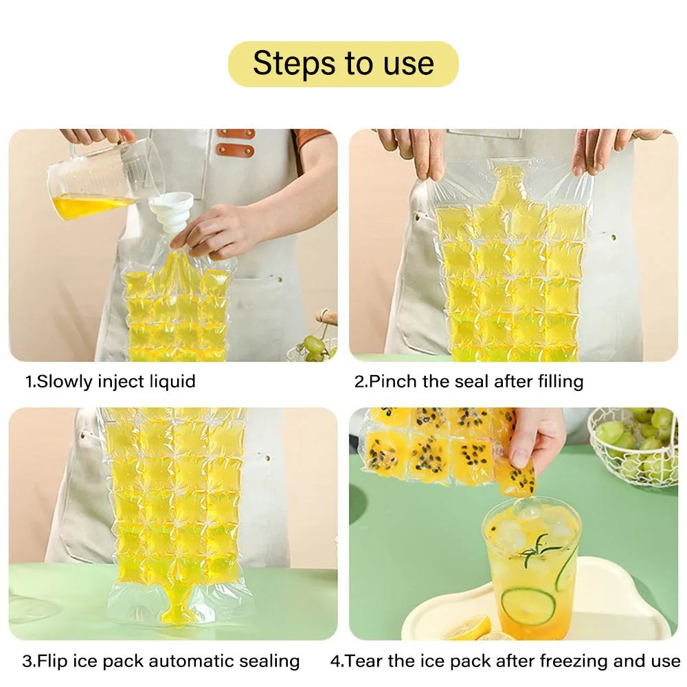 10-30Pcs Ice tray Mold Bags Disposable Lattice Ice-Making Bags with funnel Bar Self-sealing Ice Tray Bag Edible Frozen Ice