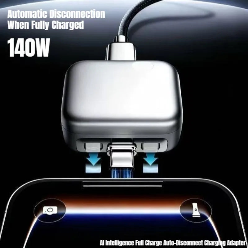 For Type-C Devices AI Intelligence Full Charge Auto-Disconnect Charging Adapter 140W Fast Charge Safety Separator Automatically Secondary image