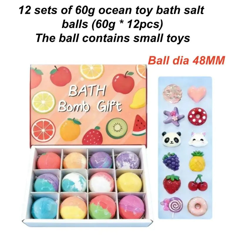 12Pcs Kids Bath Bombs Set – Skin Friendly Mega Bubbles with Surprise Ocean Toys Inside, Natural Bath Gift for Boys & Girls