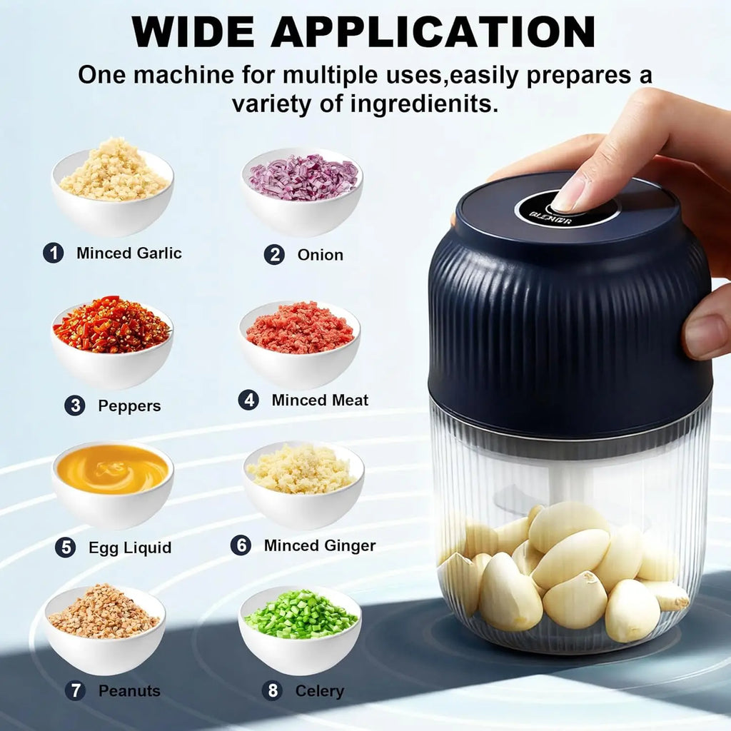 Electric Garlic Choppers Vegetable Mashers Press 300ml Vegetable Choppers Mashers Machine Garlic Crusher Food Chopping