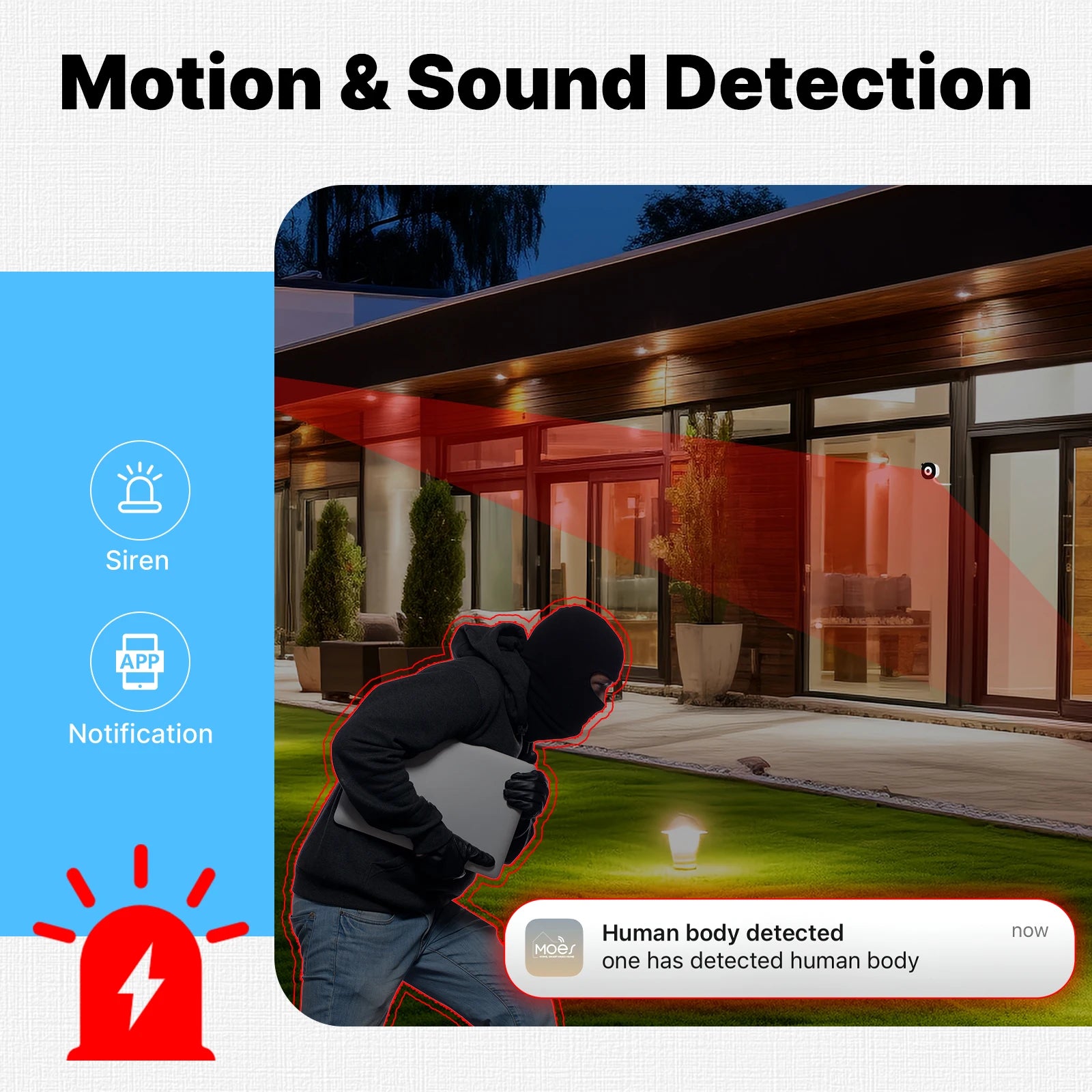MOES Tuya WiFi Smart 3MP Window Camera For Glass Surface Full Color Night Vision Home Security Surveillance Motion Detection