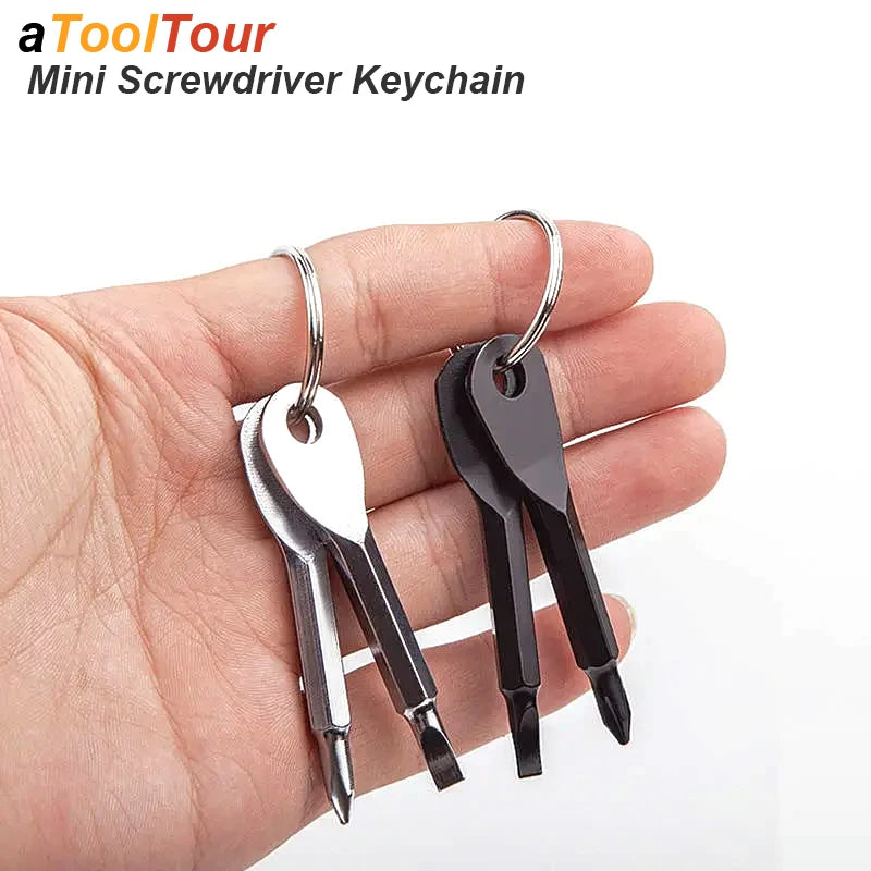 Portable Phillips Slotted Screwdriver Set Key Ring Keychain Mini Pocket Keyring Cross Screw Driver Repair Tool Gadget EDC Small Main image
