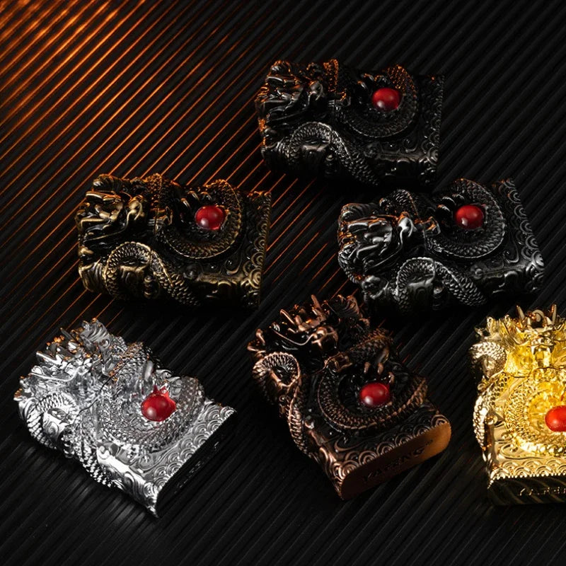 Dragon Lighter Grinding Wheel Flint Smoking Accessories Threedimensional Relief Retro Torch Men Gift Cigarette Lighters