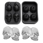3D 4 Cavity Ice Cube Tray ice mold for Ice Cream & Party  Skull Ice Cube Tray, ice tray, Silicone ice Maker Molds with Funnel,