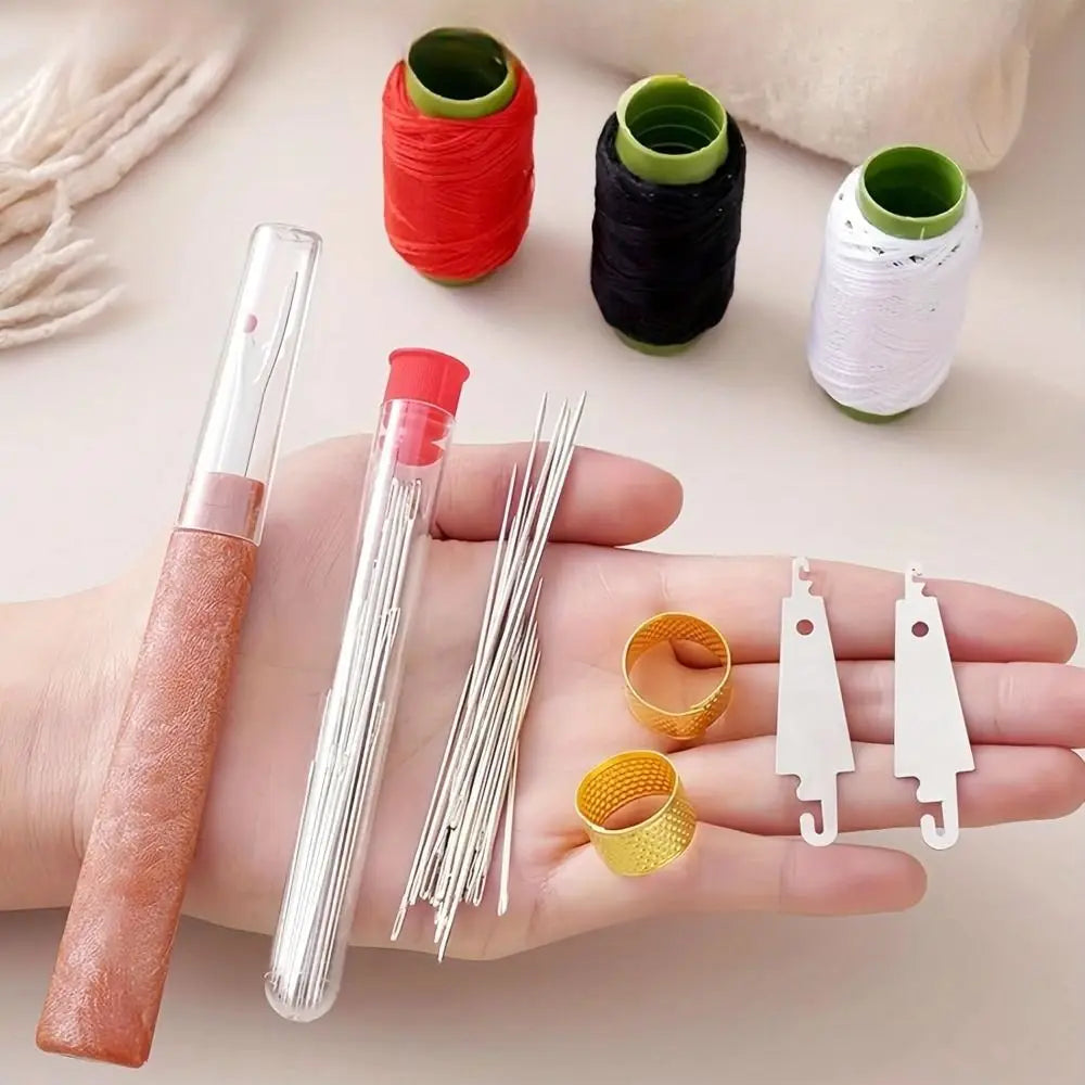 34PCS Sewing Tool Set Needles Thread Hand Repair Tools Multi-Purpose Needle and Thread Kit Household DIY Apparel Sewing Supplies