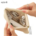 Bullet Storage Bag with Automatic Closure, Wired Headphone Storage Bag, PU Coin Purse, Mini Portable Lipstick and Makeup Bag