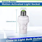 Motion Sensor Light Socket Smart Screw in Light Bulb Outlet for E27 Motion Activated Bulb Holder Adapter Automatic Control