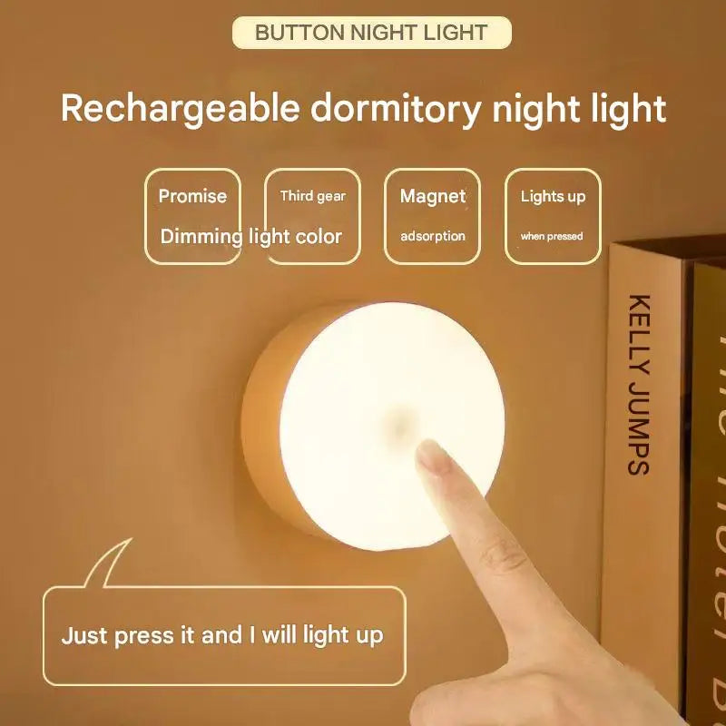 New dormitory night light bedside light learning desk lamp eye protection charging energy-saving button magnetic student light w Main image
