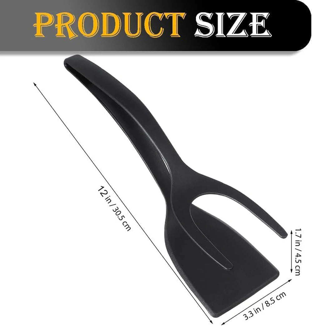 New 2 in 1 Grip Flip Spatula Tongs Egg Flipper Spatula Nylon Non Stick Coating Pancake Fish French Toast Omelet Making Tool Secondary image