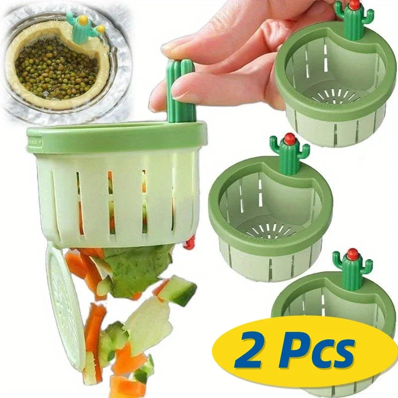Cactus Shape Sink Strainer Plastic Kitchen Sink Drain Strainer with Handle Automatic Press Sink Filter Food Slag Drain Basket Main image