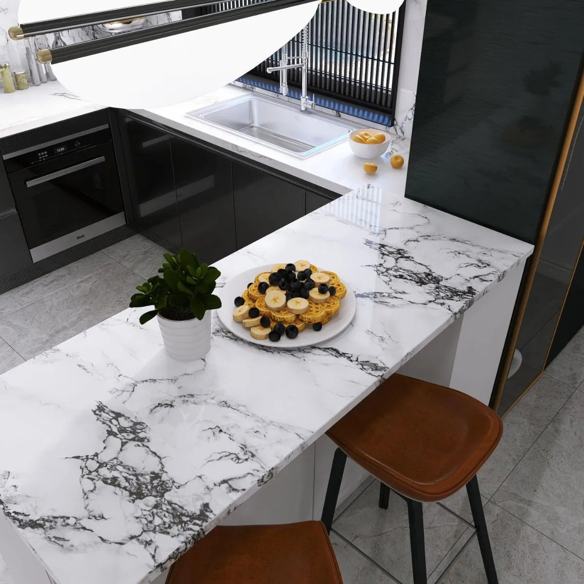 Decorative Waterproof and Moisture-Proof 40cm Marble Self-Adhesive Wallpaper Film Wall Sticker for Kitchen Cabinets and Bathroom