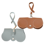 2Pcs PU Leather Sunglasses Bag Pouch Slim Portable Soft Glasses Case Holder With Button Clip Wrist Strap Eyewear Bags