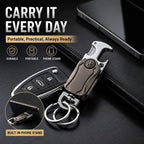 Metal Keychain Fidget Spinner Bottle Opener 4-in-1 Car Key Holder with Phone Stand Alloy EDC Key Ring Portable Gadget Tool Gift
