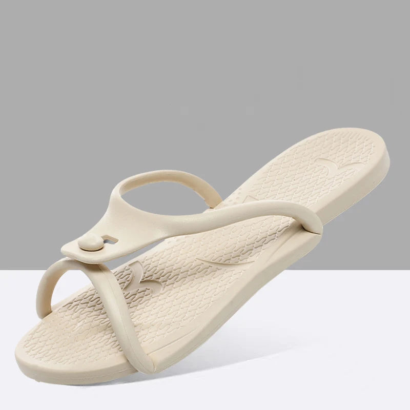 2026Summer Women Folding Slippers Adults Portable Trip Travel Sandals Couples Indoor Soft Slides Men Beach Non-slip EVA Shoes