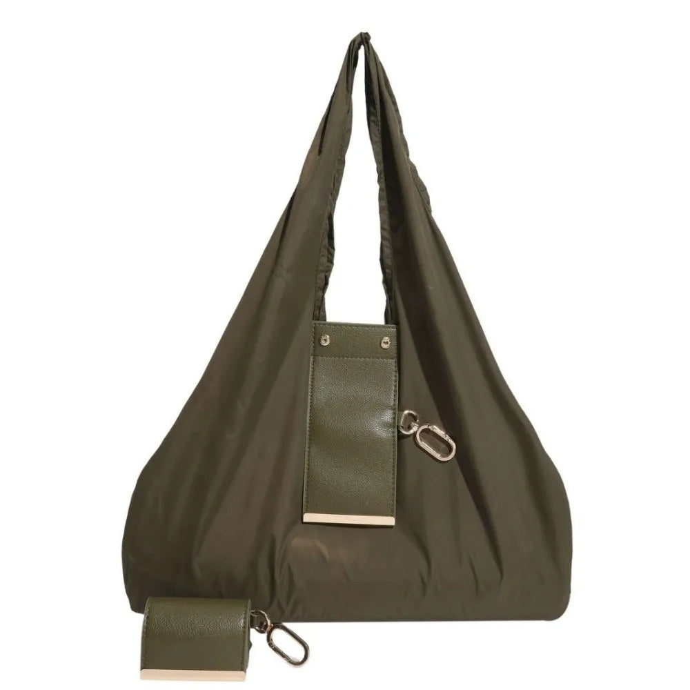 Reusable Mini Keychain Tote Bag Large Capacity Eco-Friendly Foldable Shopping Bag Key Ring Lightweight Expandable Reusable Bag