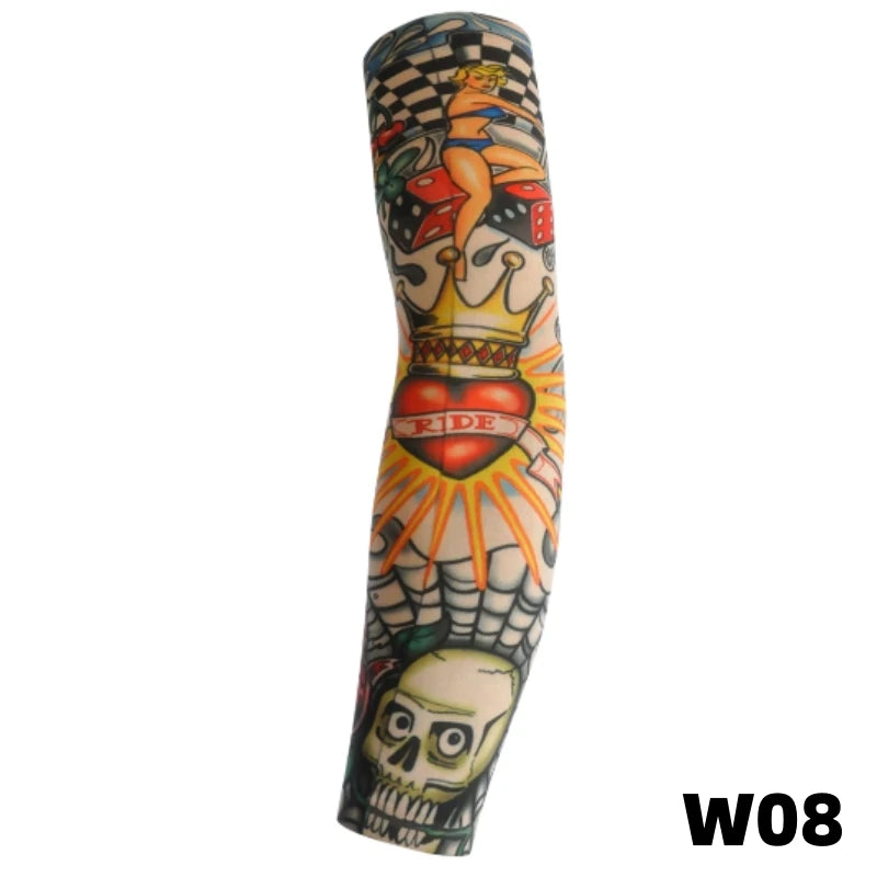 1 tattoo covered sleeve, flower arm sleeve, tattoo for men and women, summer outdoor cycling, driving, sun protection, arm sleev