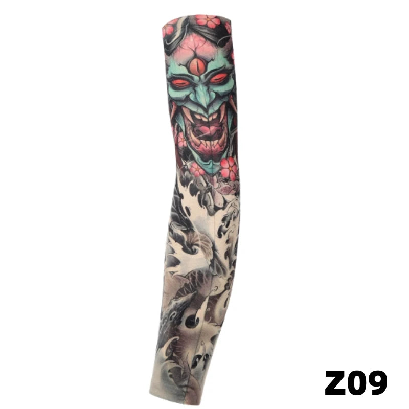 1 tattoo covered sleeve, flower arm sleeve, tattoo for men and women, summer outdoor cycling, driving, sun protection, arm sleev