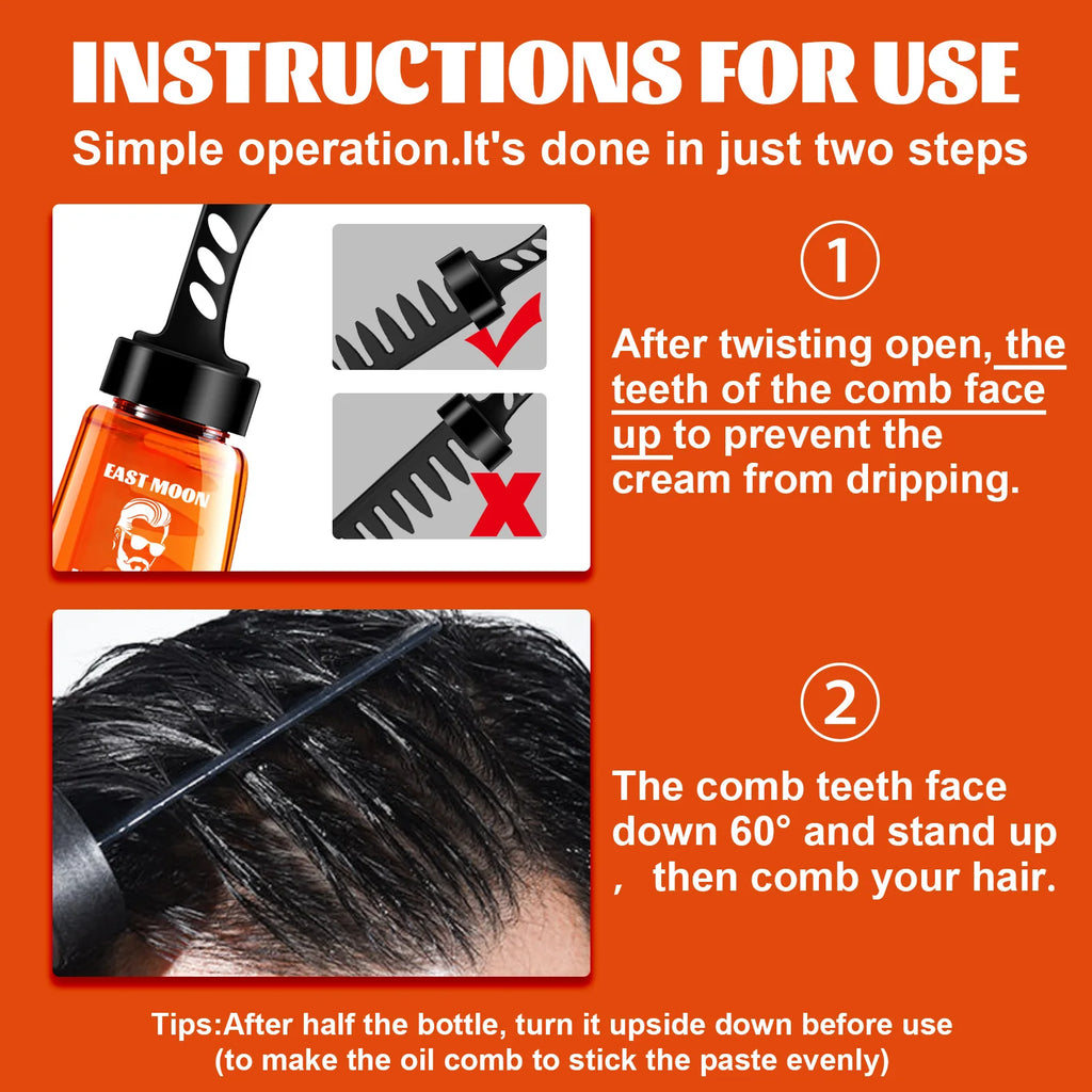 2 In 1 Men Hair Styling Wax Strong Hold Natural Look Reduce Frizz Add Shine Nourish Hair Root Men Hair Gel With Wide Tooth Comb