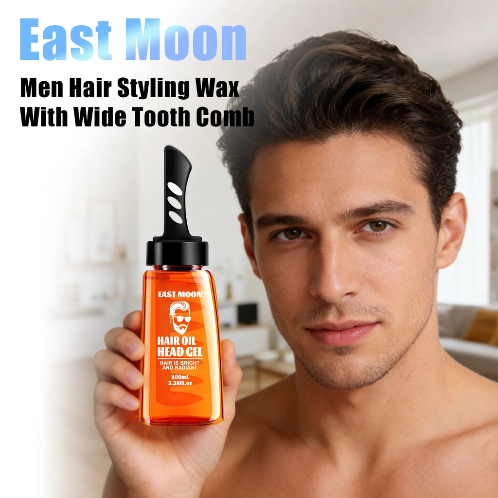 2 In 1 Men Hair Styling Wax Strong Hold Natural Look Reduce Frizz Add Shine Nourish Hair Root Men Hair Gel With Wide Tooth Comb