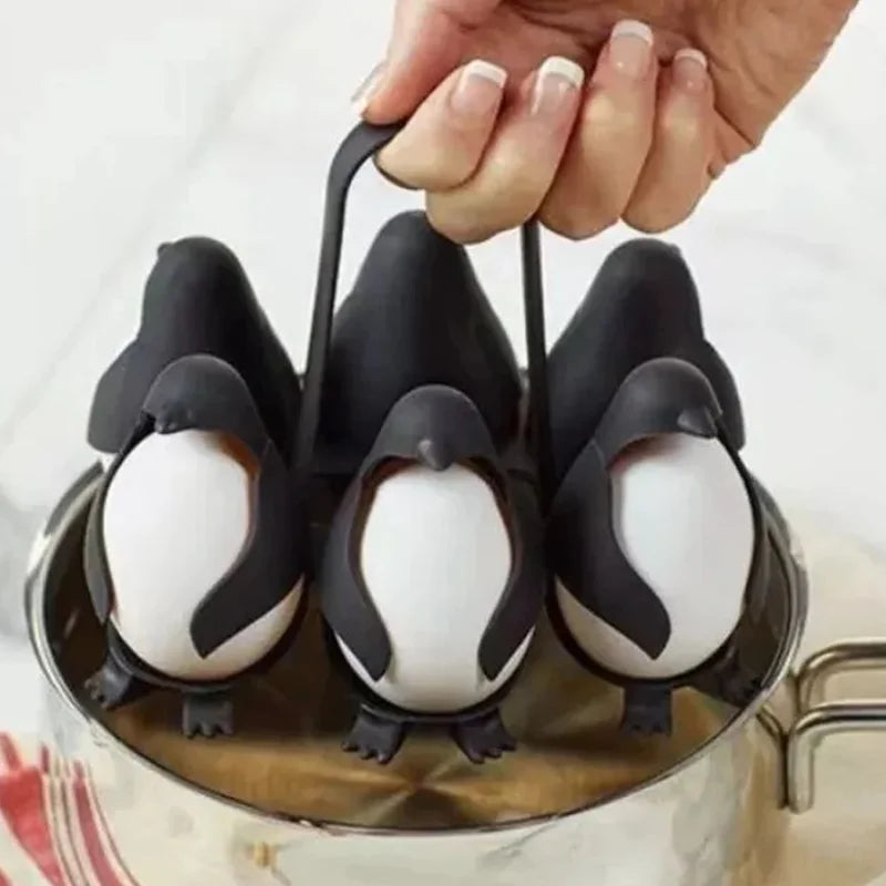 Penguin Egg Steamer & Refrigerator Egg Holder Set 6pcs Electric Egg Cooker with Storage Rack Stackable Organizer for Kitchen Secondary image