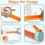 Food Grade Silicone Ice Cube Mold with One Click Press Type Storage Box Whiskey Cube Maker Kitchen Tool for Home Bar