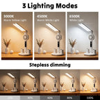 Double Headed Table Lamp With Fan Eye Protection Table Lamp LED Rechargeable Dimmable Smart Display Study Reading Night Light