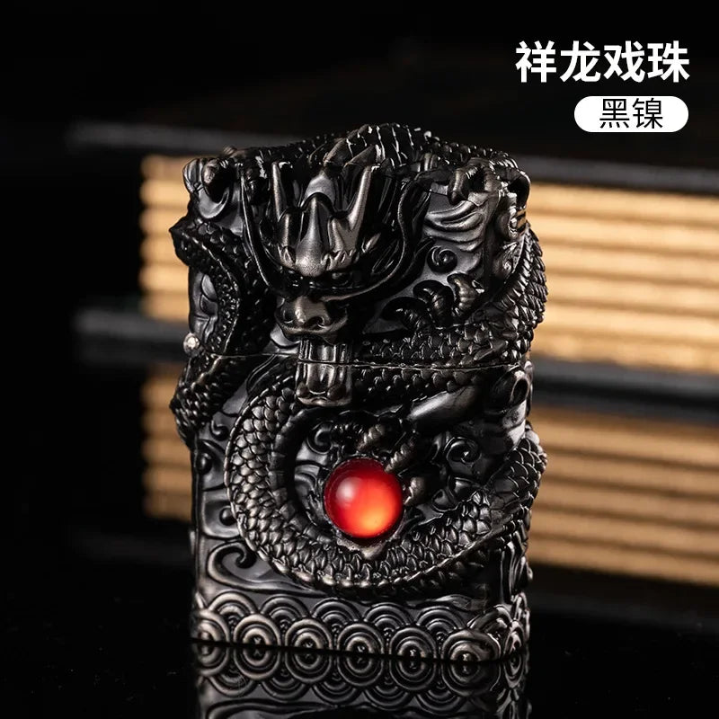 Dragon Lighter Grinding Wheel Flint Smoking Accessories Threedimensional Relief Retro Torch Men Gift Cigarette Lighters
