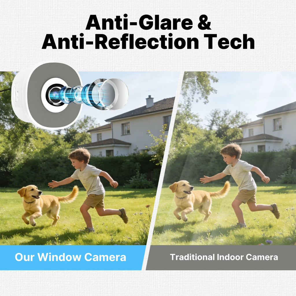 MOES Tuya WiFi Smart 3MP Window Camera For Glass Surface Full Color Night Vision Home Security Surveillance Motion Detection