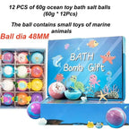 12Pcs Kids Bath Bombs Set – Skin Friendly Mega Bubbles with Surprise Ocean Toys Inside, Natural Bath Gift for Boys & Girls