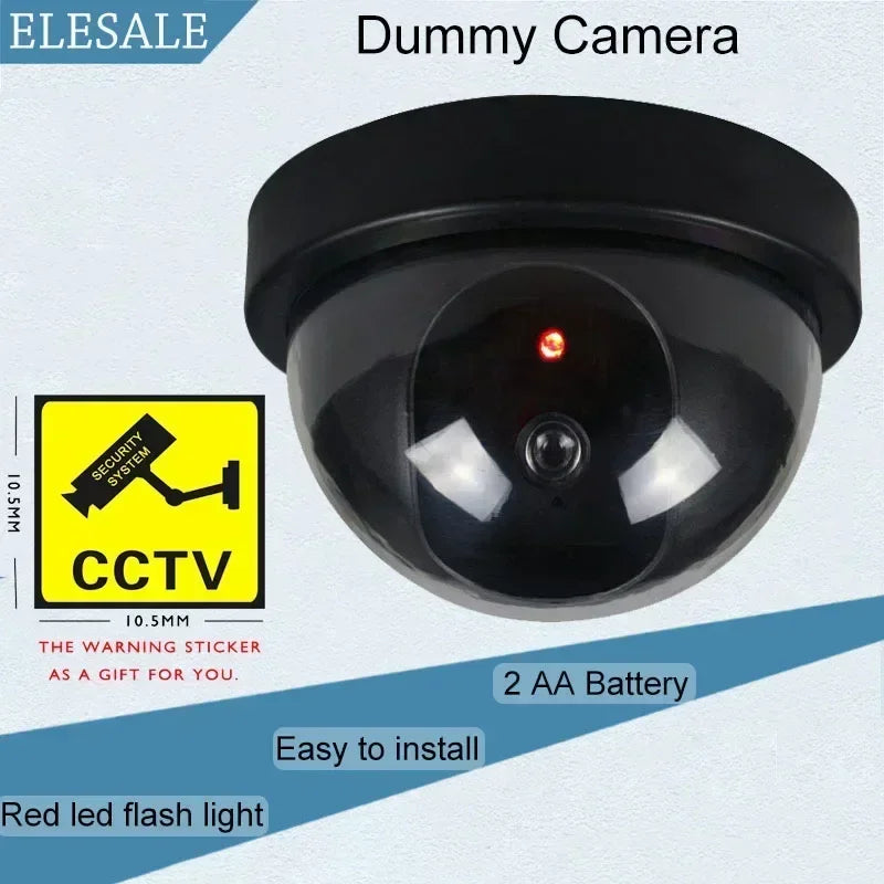 Creative Black Plastic Dome CCTV Dummy Camera Flashing Led Fake Camera Power Via AA Battery Surveillance Security System Main image
