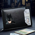 Bat ID Wallet Slim Leather Card Holder Case Wallet With Super Hero Mask Gift For Dad Son Boyfriend Husband Anniversary Birthday