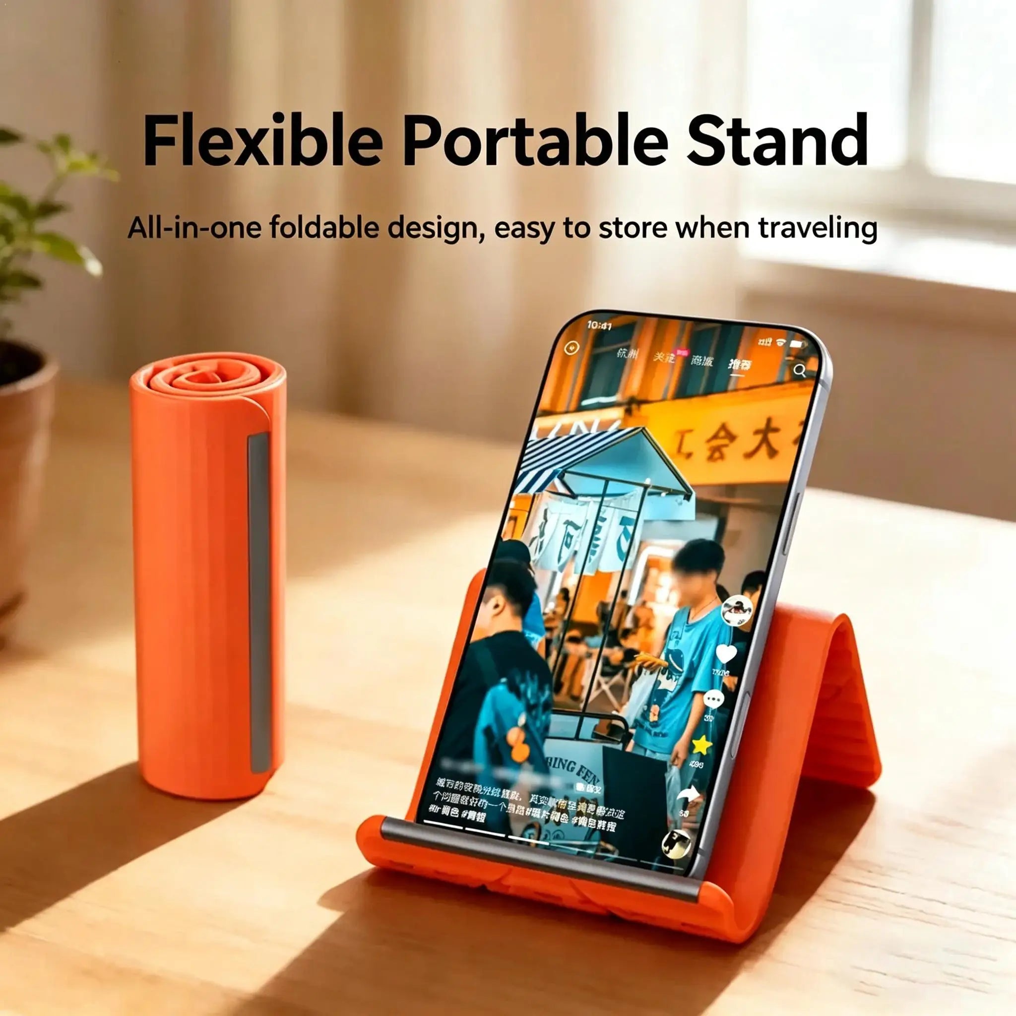 Flexible Phone Stand, Foldable Silicone Bracket Anti-Slip Anti-Fall, Multi-Angle Lazy Holder for Phone Tablet Home Office Travel