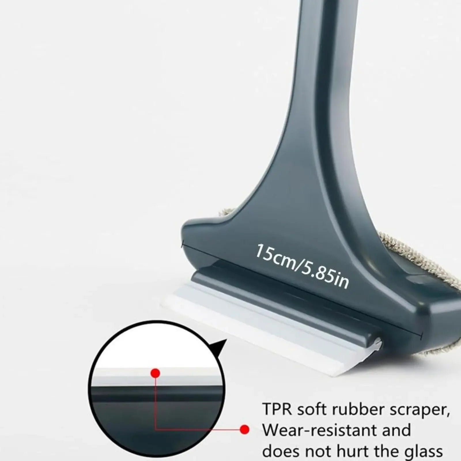 Household cleaning tools, window cleaning brush, cleaning supplies, 2-in-1 double-sided window screen cleaning brush and glass scraper with scraper, long handle, wet and dry use.