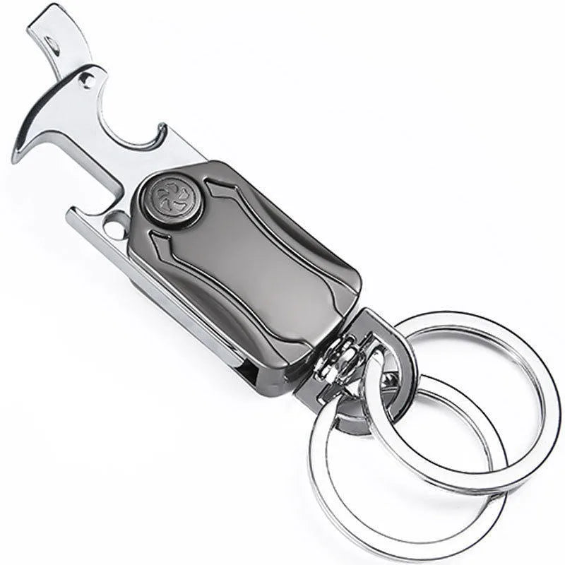 Metal Keychain Fidget Spinner Bottle Opener 4-in-1 Car Key Holder with Phone Stand Alloy EDC Key Ring Portable Gadget Tool Gift