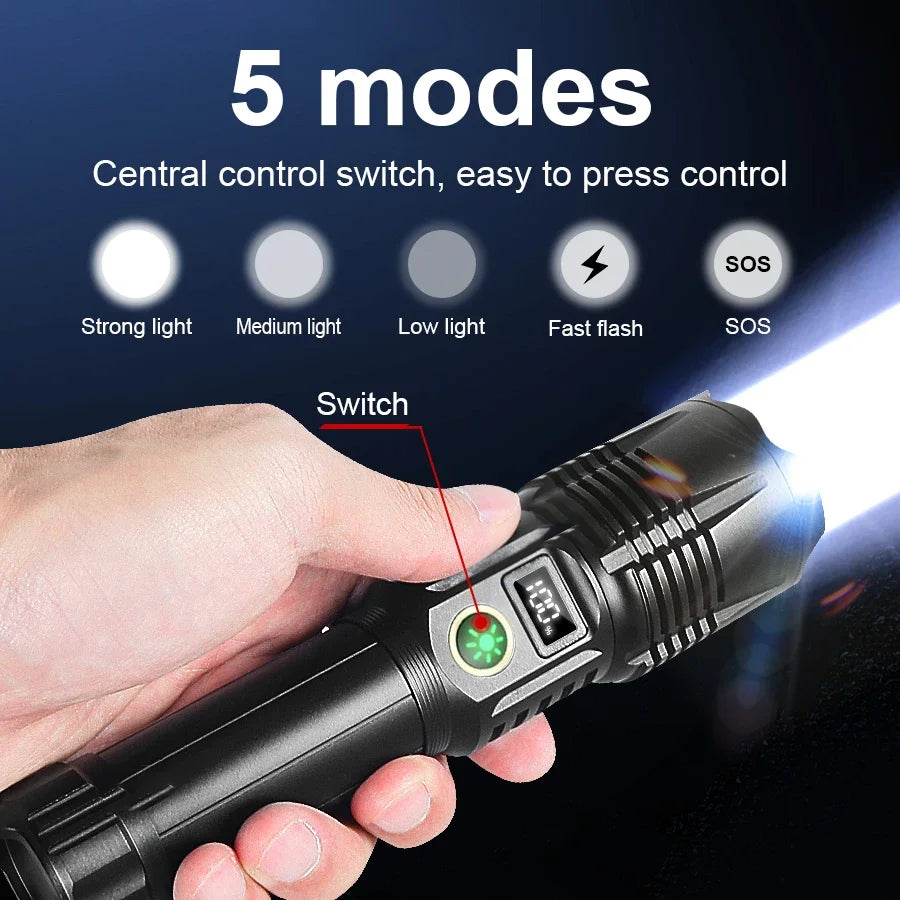 800W High Power Led Flashlight 300000lm Powerful Long Range Flashlight Rechargeable 5000mah Most Powerful Lantern Tactical Torch Secondary image