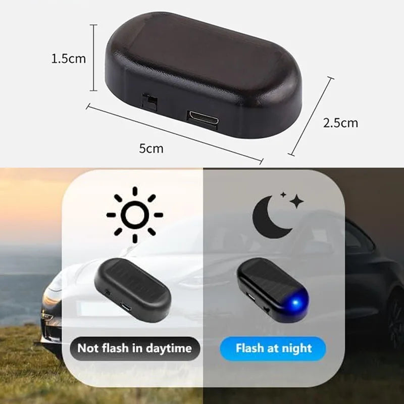 1/2Pcs Car Fake Security Light Solar Powered Simulated Dummy Alarm Wireless Warning Lamp LED Flashing Anti Theft Caution Lamp Secondary image