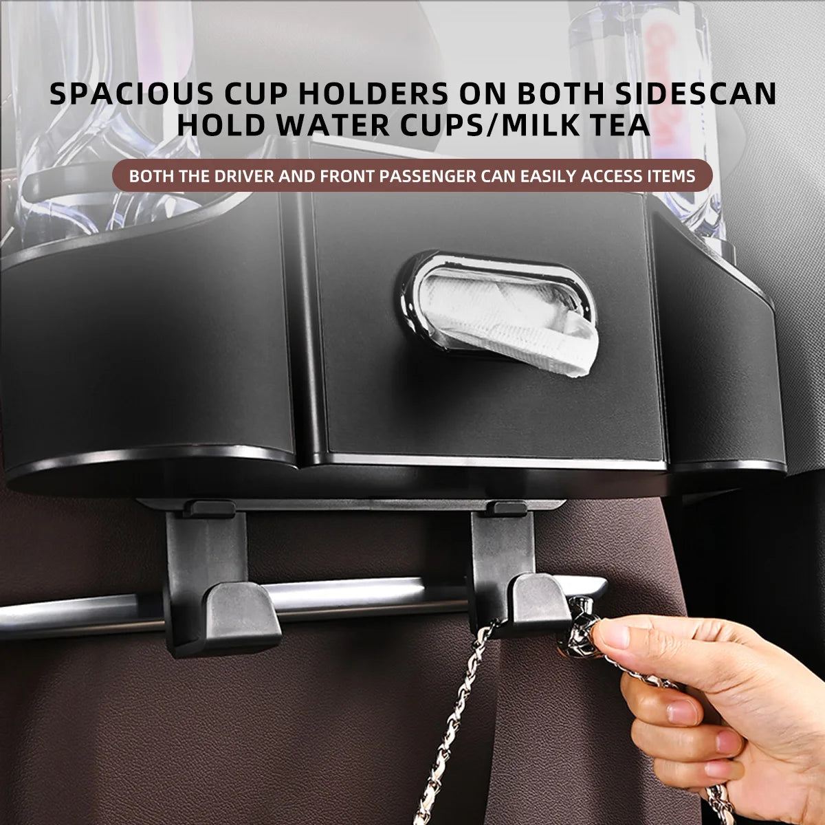 Multifunctional Car Seat Back Storage Hanging Box Interior Tissue Box Cup Holder Backseat Organizer With Hook Automobile Parts