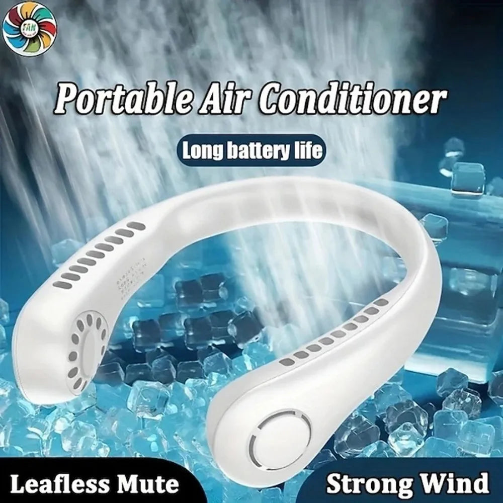 Fan Long Battery Neck Portable No Bladeless Hanging Neck Rechargeable Air Cooler 3 Speed Mini Summer Sport Fan 1200mAh Main image