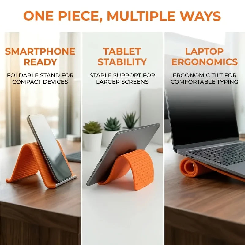 Flexible Phone Stand, Foldable Silicone Bracket Anti-Slip Anti-Fall, Multi-Angle Lazy Holder for Phone Tablet Home Office Travel