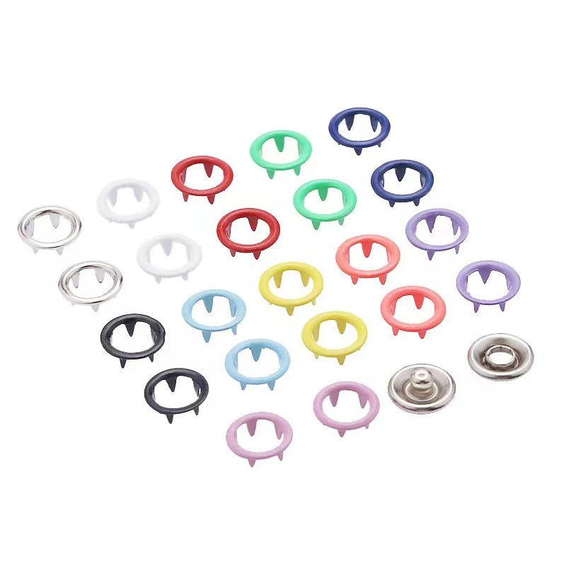 50Set Colorful Metal Sewing Buttons Plier Tool Hollow/Solid Prong Press Studs Snap Fasteners for Installing Clothes Bags