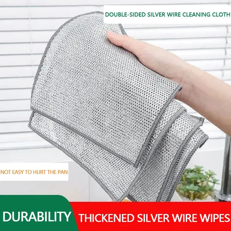 5pcs Wire Wipes Kitchen Cleaning Cloths Reusable