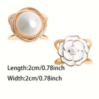 4-Piece Elegant Rose Gold Faux Pearl Scarf Clip Set - Versatile Metal Square Knot and Ring Clasp Clips, Secure Fastening