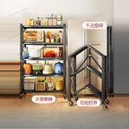 Kitchen Installation-free Folding Rack Floor-to-ceiling Multi-layer Hole Board Household Microwave Oven Pot Oven Storage Rack