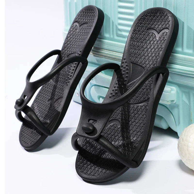 2026Summer Women Folding Slippers Adults Portable Trip Travel Sandals Couples Indoor Soft Slides Men Beach Non-slip EVA Shoes