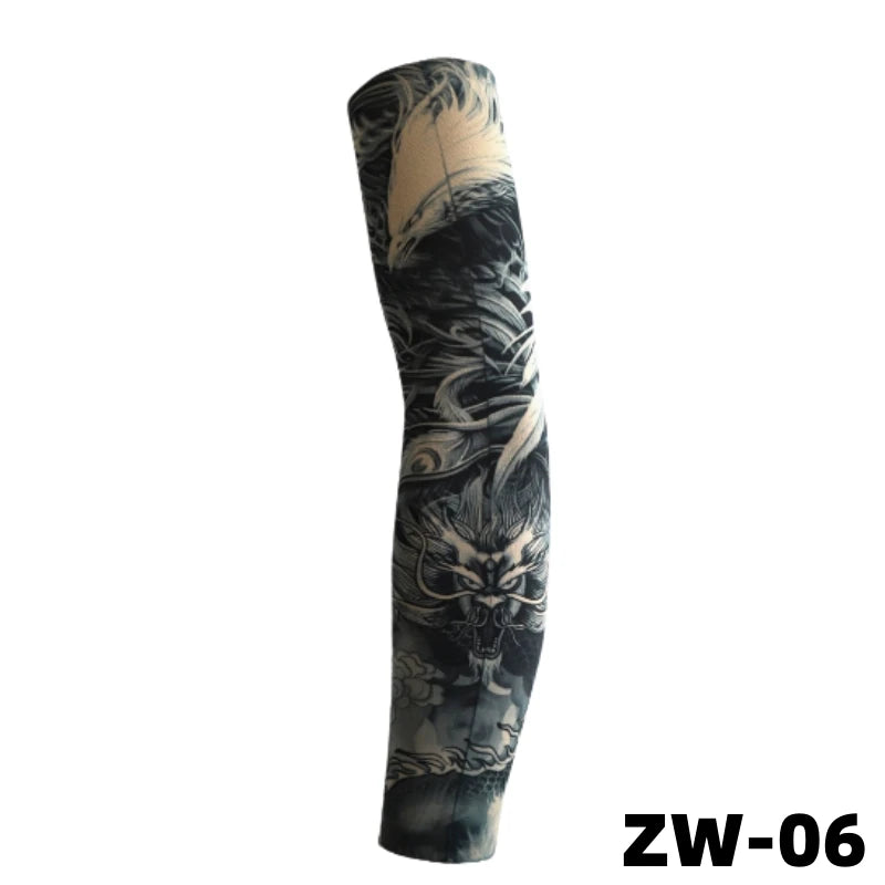 1 tattoo covered sleeve, flower arm sleeve, tattoo for men and women, summer outdoor cycling, driving, sun protection, arm sleev