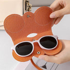 2Pcs PU Leather Sunglasses Bag Pouch Slim Portable Soft Glasses Case Holder With Button Clip Wrist Strap Eyewear Bags