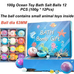 12Pcs Kids Bath Bombs Set – Skin Friendly Mega Bubbles with Surprise Ocean Toys Inside, Natural Bath Gift for Boys & Girls