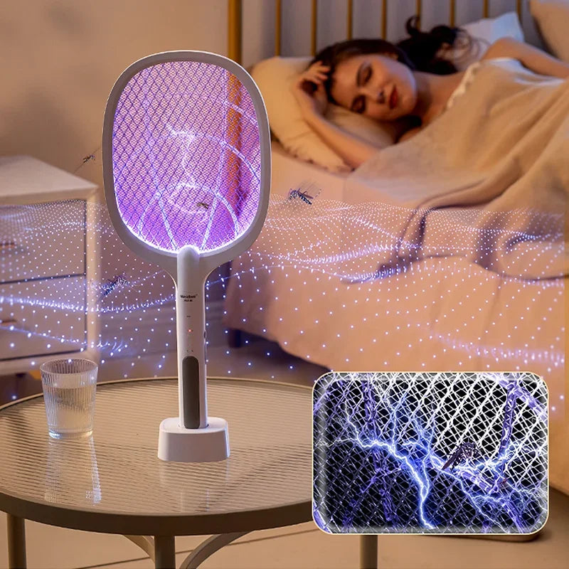 Mosquito Killer Lamp USB Rechargeable Electric Mosquito Net Fly Swatter with UV Light Base Charge Protect Baby in Summer Secondary image