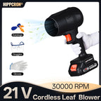 Hippcron 21V Cordless Leaf Blower 30000RPM Powerful High-Speed Motor USB-Cable Clutter Clearing Fallen Leaves/Debris